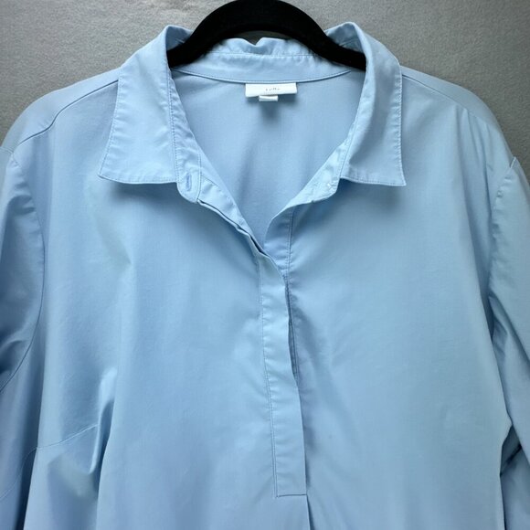 J Jill Blouse Top Womens XL Tall Blue Pullover Stretch Collared Flowy Back - Picture 2 of 15